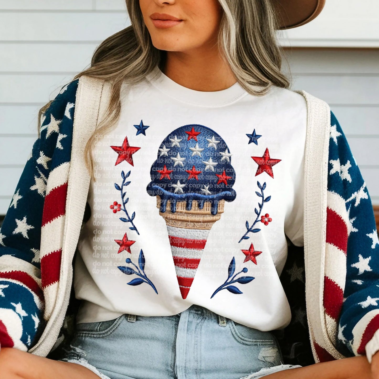 Faux Embroidery Patriotic