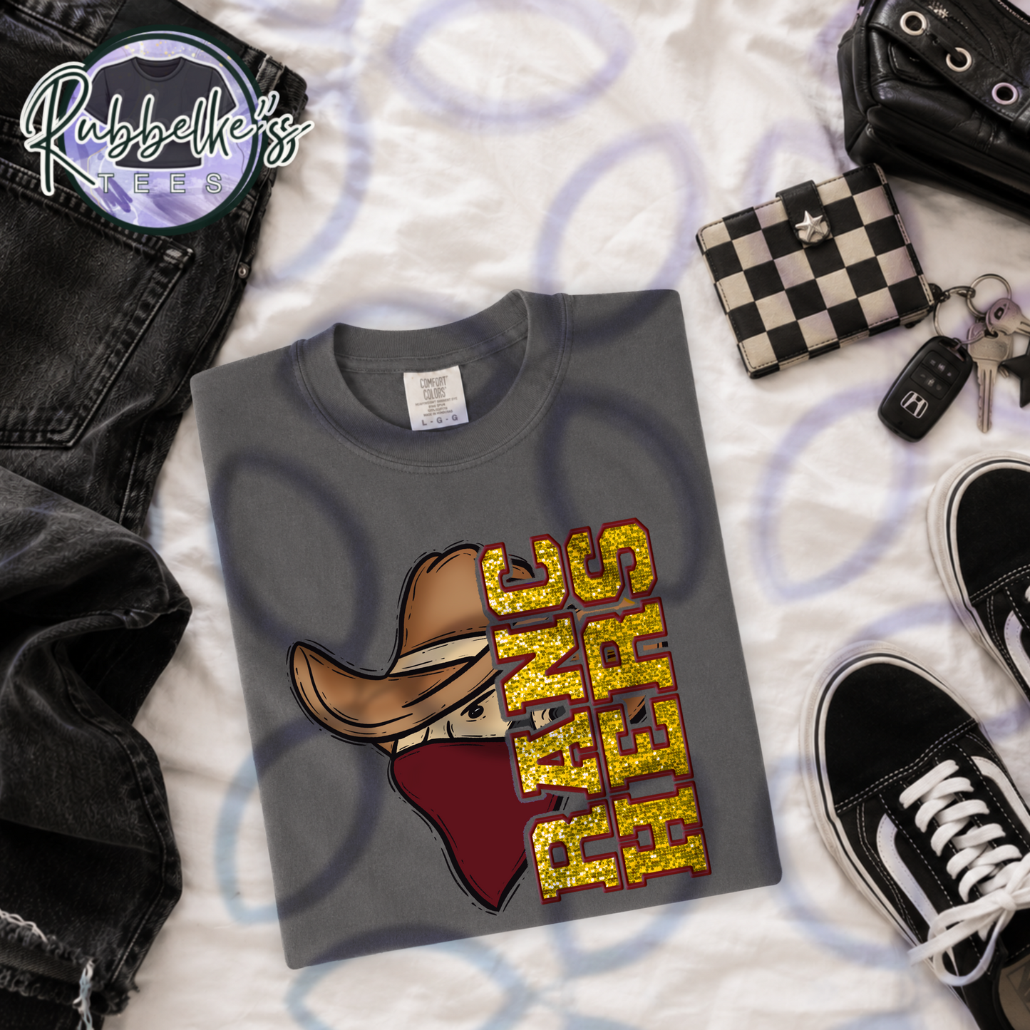 Faux sequin w/ logo