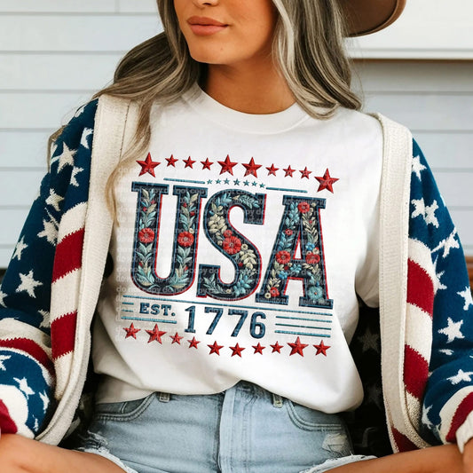 Faux Embroidery Patriotic