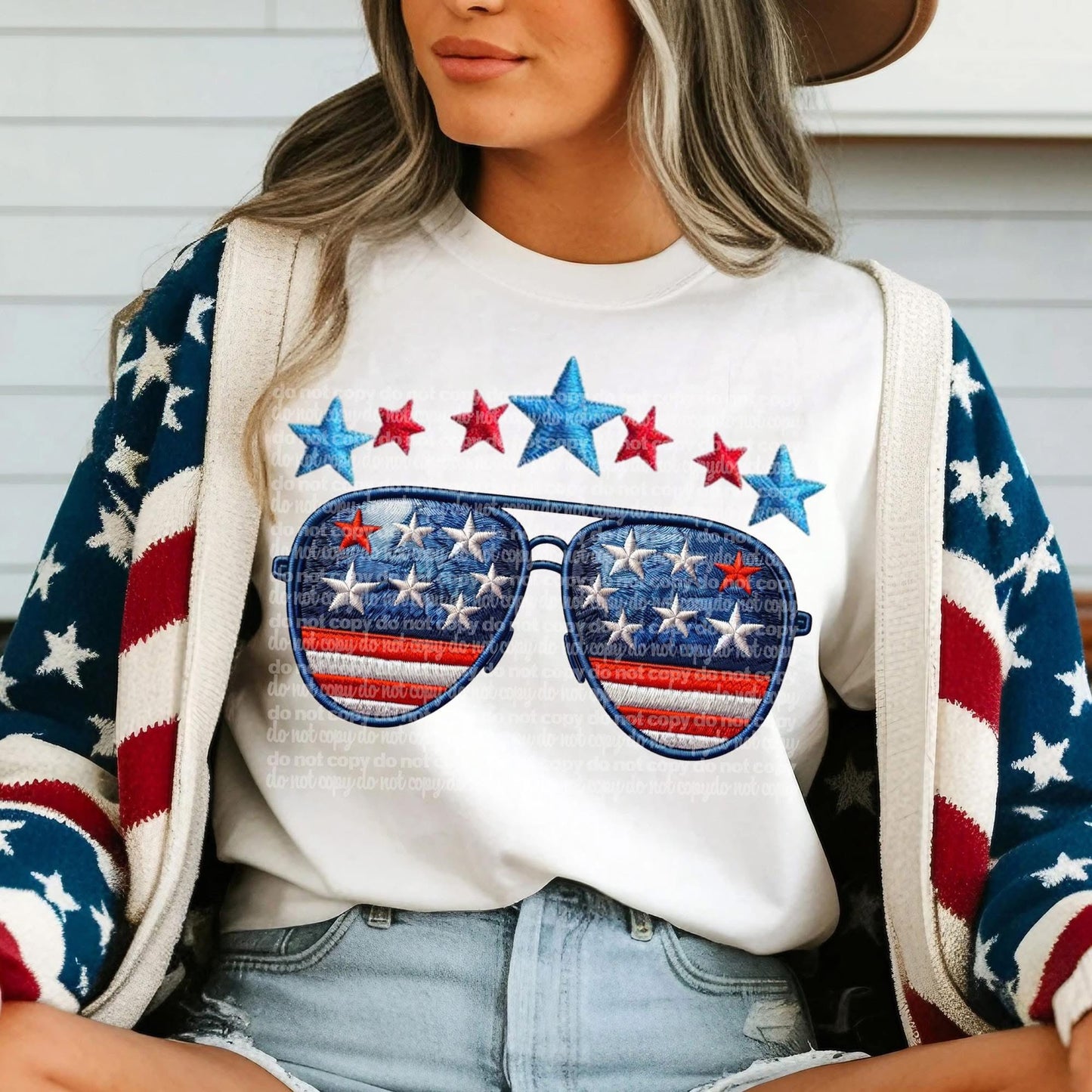 Faux Embroidery Patriotic