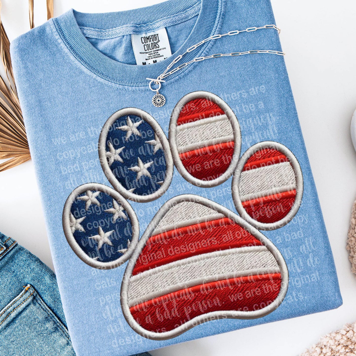 Patriotic Faux Embroidery