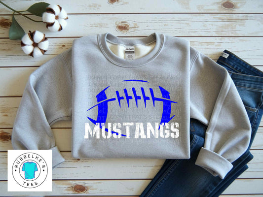 Mustangs Distressed Football