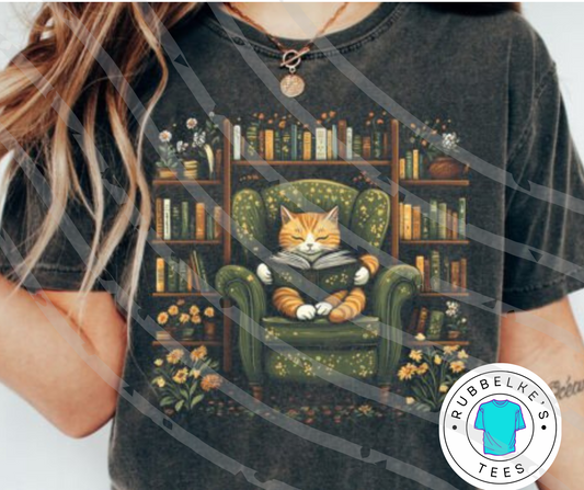 Cat reading book